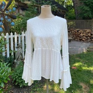 Boho White Bell Sleeve Top